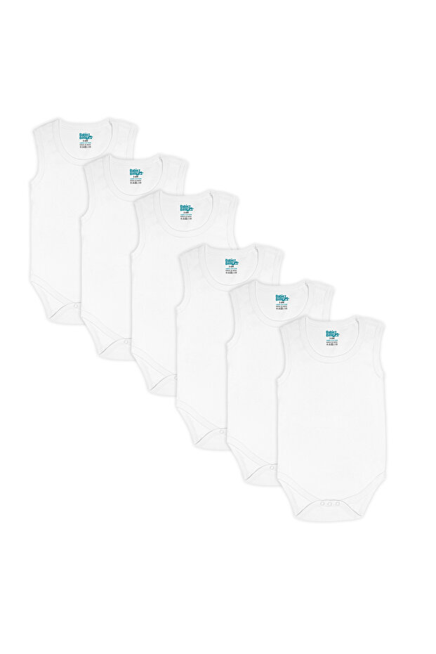 SleeveLess Romper/Bodysuit. Set of 6 - White, 9-12 Months