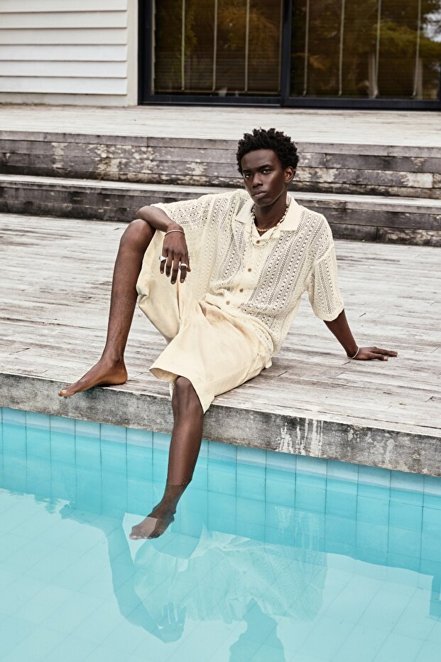 Kısa kollu tığ işi gömlek - 1