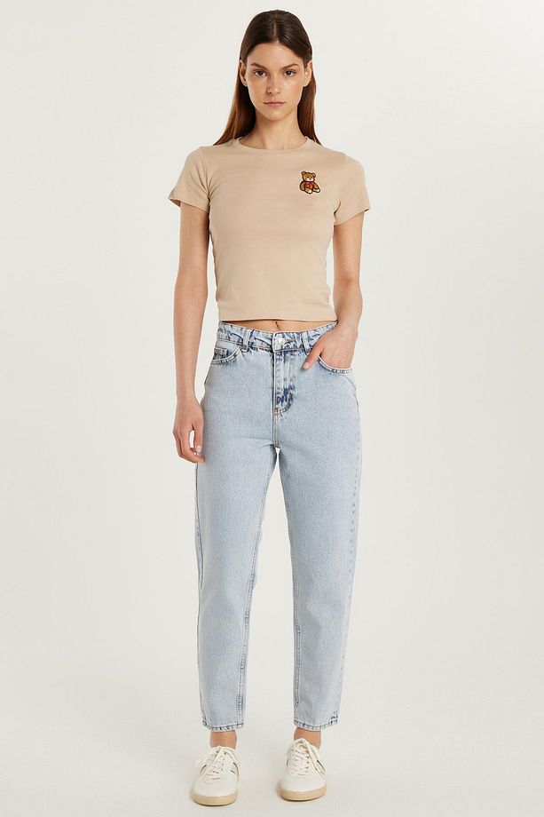 Kadın Regular Fit Boru Paça Açık Mavi Jean Kot Pantolon - 4