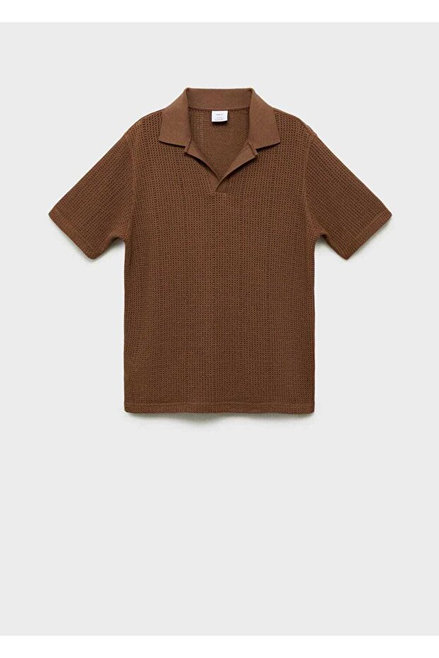 Ajur pamuklu triko polo gömlek - 3