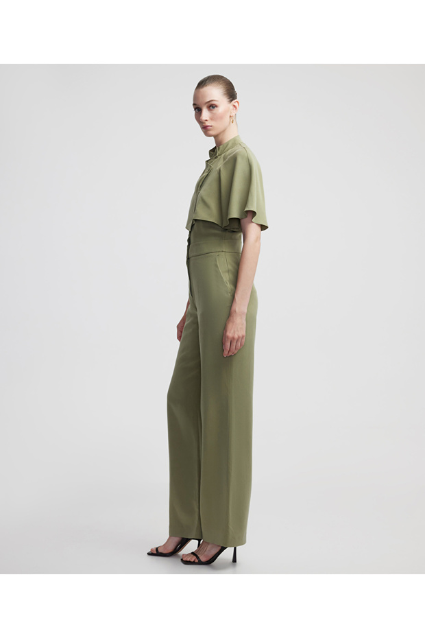 Çift parça görünümlü hakim yaka tulum - 5