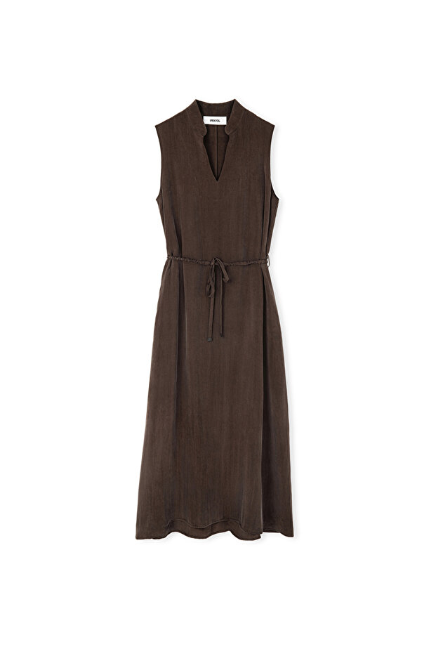 Kuşaklı cupro elbise - 3