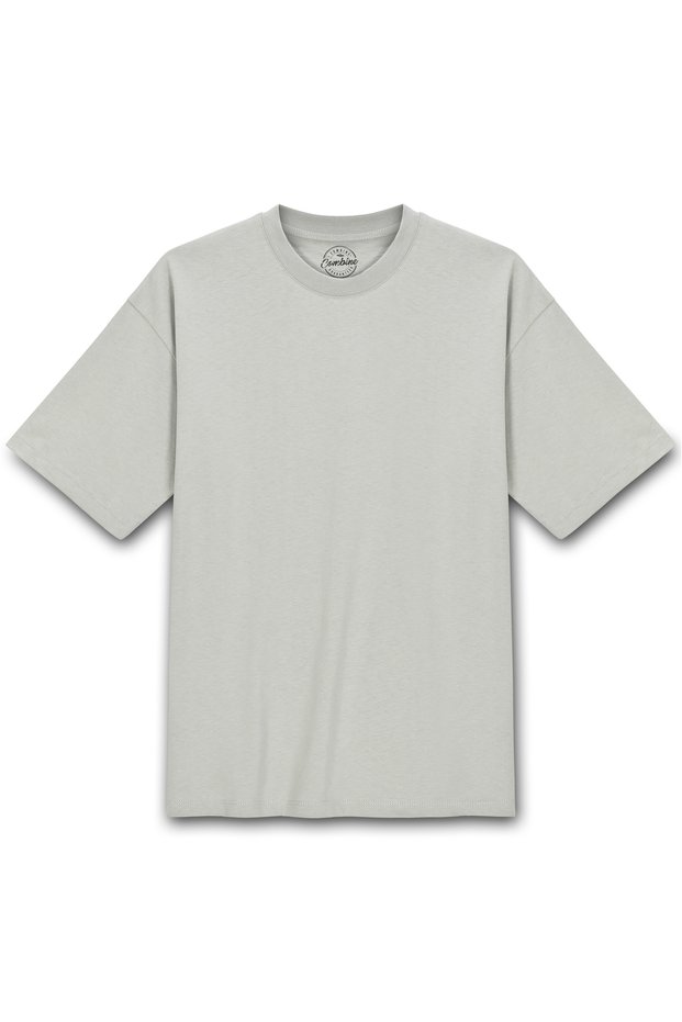 Men's 100% Organic Cotton Thick Textured Comfort Fit Crew Neck Gray T-Shirt