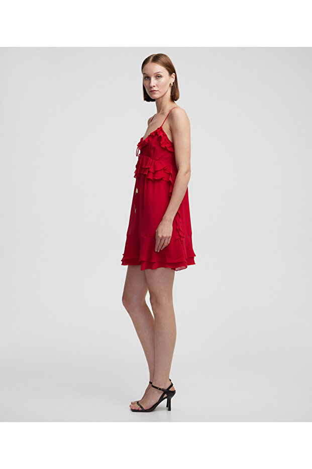 Fırfırlı mini elbise - 5