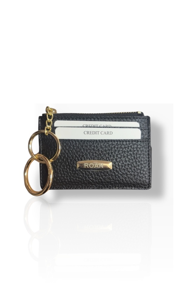 Women's Card Holder & Keychain – Zippered Coin Pocket, 4 Card Compartments, Can Be Attached to Bags