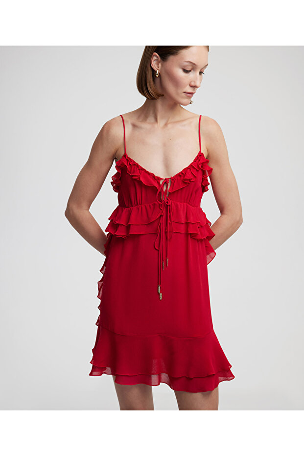 Fırfırlı mini elbise - 2