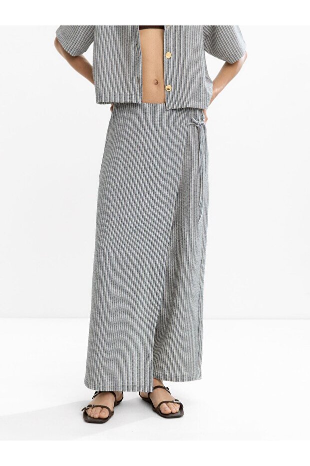 Çizgili Çapraz Pantolon - 2