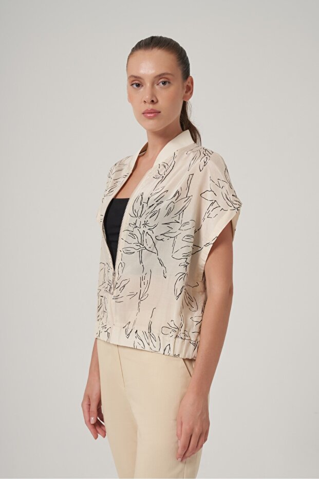 Dik Yaka Desenli Ceket - 2