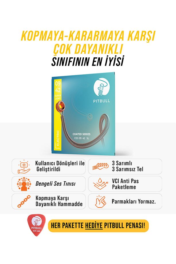 Coated Seri Elektronik Gitar Teli CEG 09-42 SL - 1