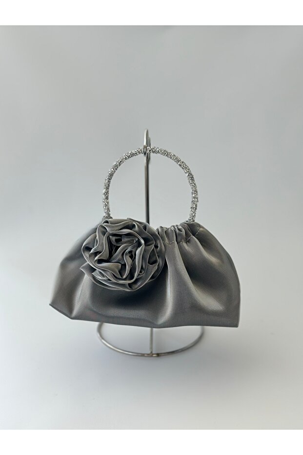 Copy - Shiny Satin Rose Portfolio Evening Dress Handbag
