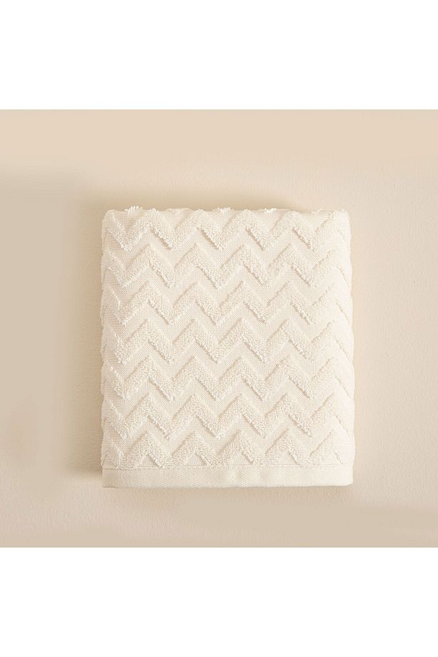 Zigzag Yüz Havlusu 50x70 cm Ekru/Ekru - 1