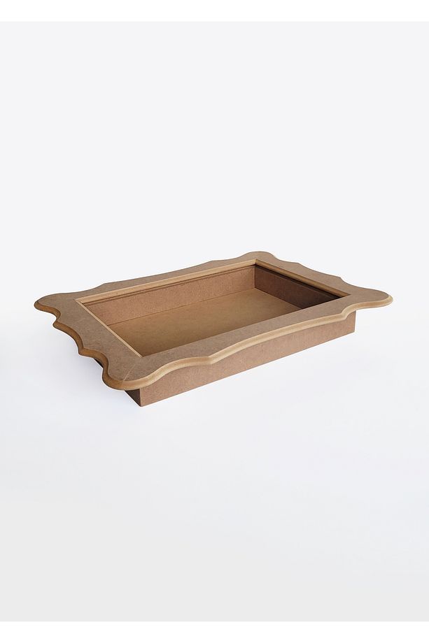 Ham Mdf, Boyanabilir Cam Takılabilir 45 cm Derin Figürlü Dikdörtgen Tepsi, pano, rölyef tepsi pano - 2