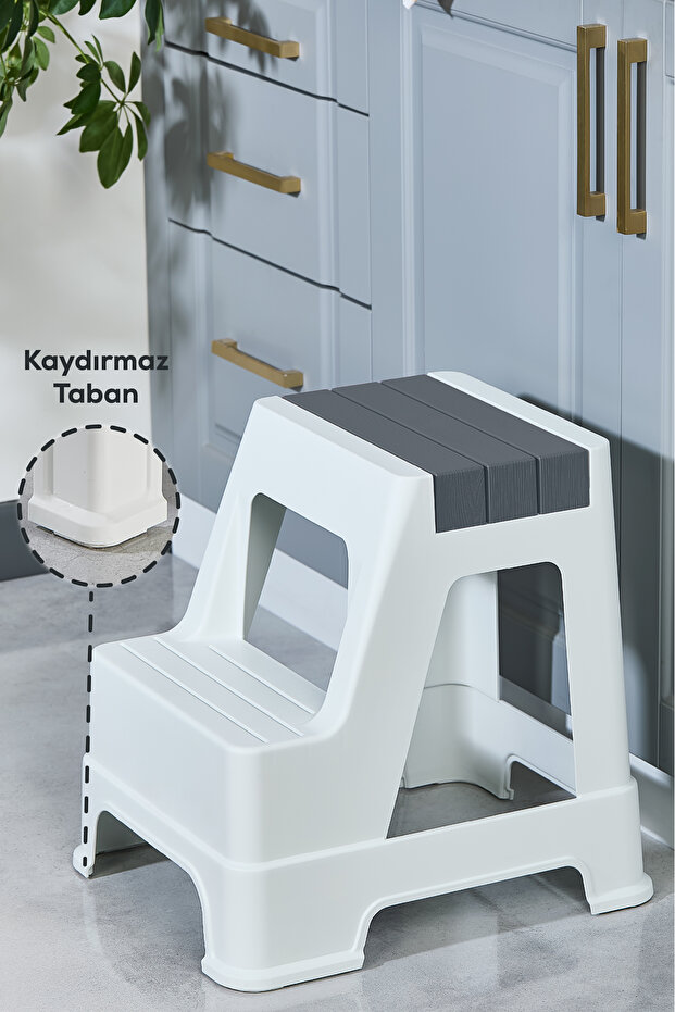 Plastik Basamaklı Tabure Gri - 1