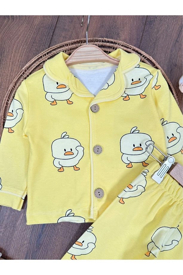 Bebek ve Çocuk Pijama %100 Pamuk Yumuşak Doku Önden Düğmeli Mevsimlik BebekPijamaTakımı - 6