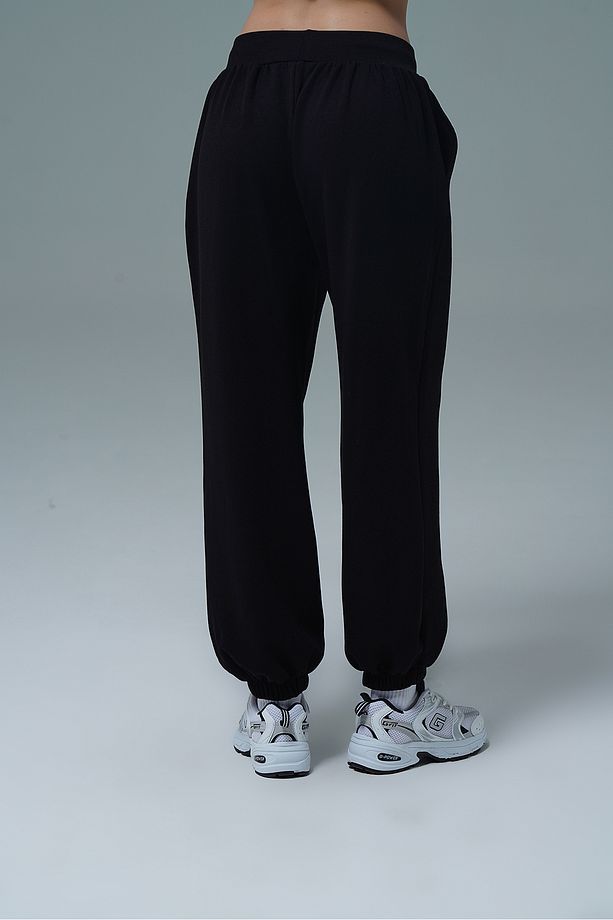 Soft Touch - Siyah Yüksek Bel Modal Kumaşlı Kadın Jogger Eşofman Altı - 8