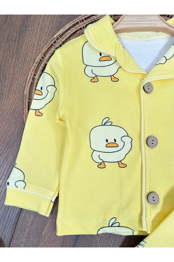 Bebek ve Çocuk Pijama %100 Pamuk Yumuşak Doku Önden Düğmeli Mevsimlik BebekPijamaTakımı - 4