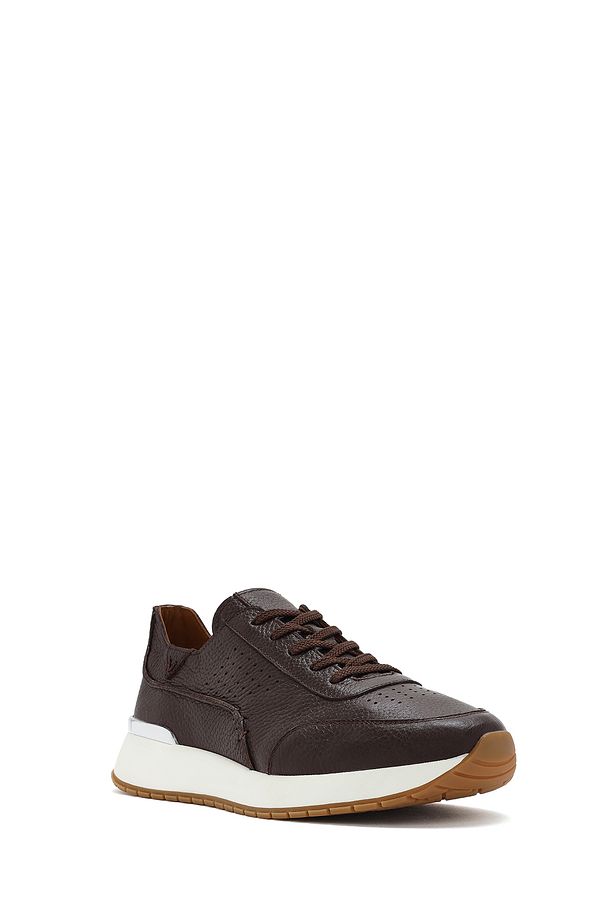 Erkek Kahverengi Bağcıklı Kalın Tabanlı Deri Casual Sneaker 25SFD6885FT - 6