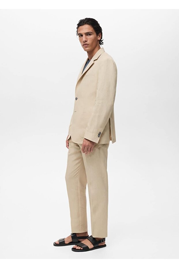 Slim fit %100 keten pantolon - 7