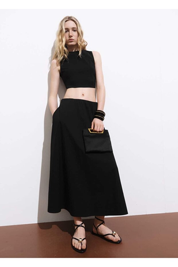 Evaze pamuklu etek - 2