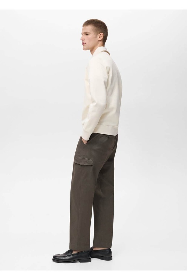 Regular kesim pamuklu kargo pantolon - 5