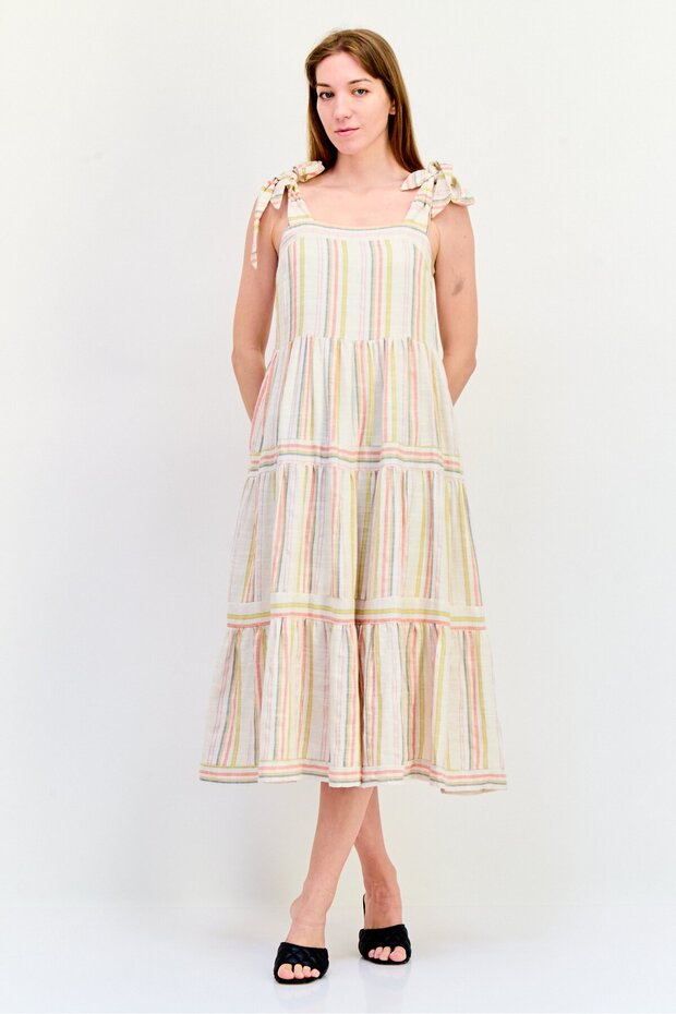 Women Stripe Midi Dress, Multicolor