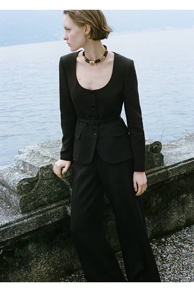 Kemerli blazer ceket - 6