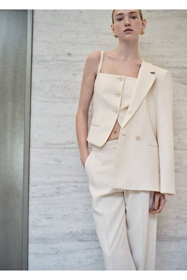 Arkası açık kumaş yelek - 6