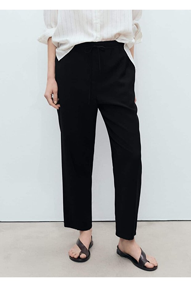 Baggy pants with elastic waistband