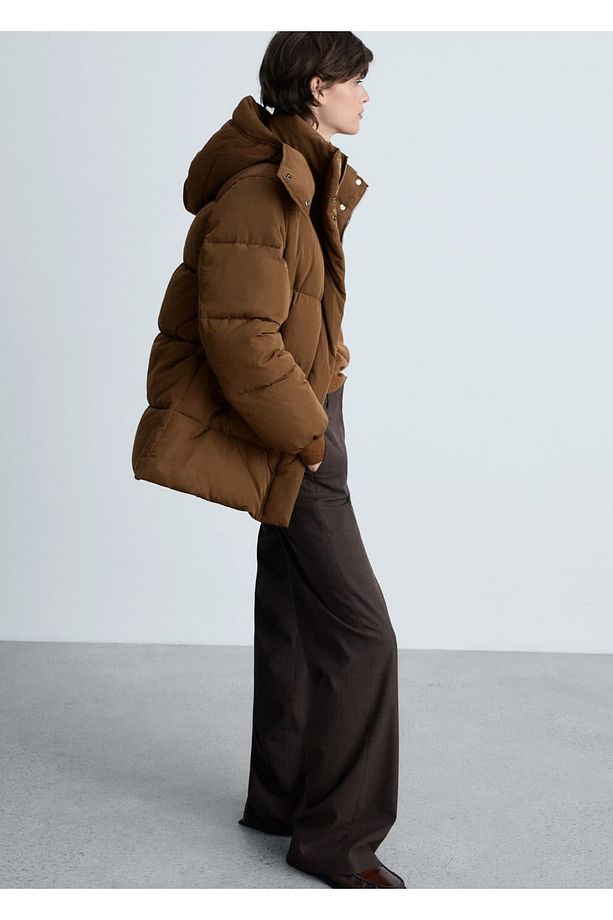Kapüşonlu Kapitone Midi Anorak - 6