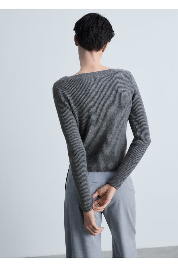 Kayık yaka triko kazak - 4