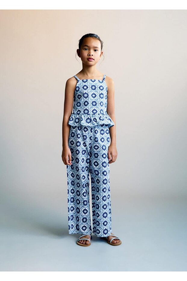 Desenli pamuklu bluz - 1