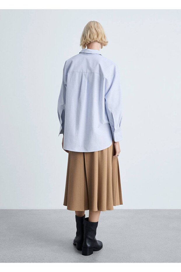 Çizgili pamuklu gömlek - 4