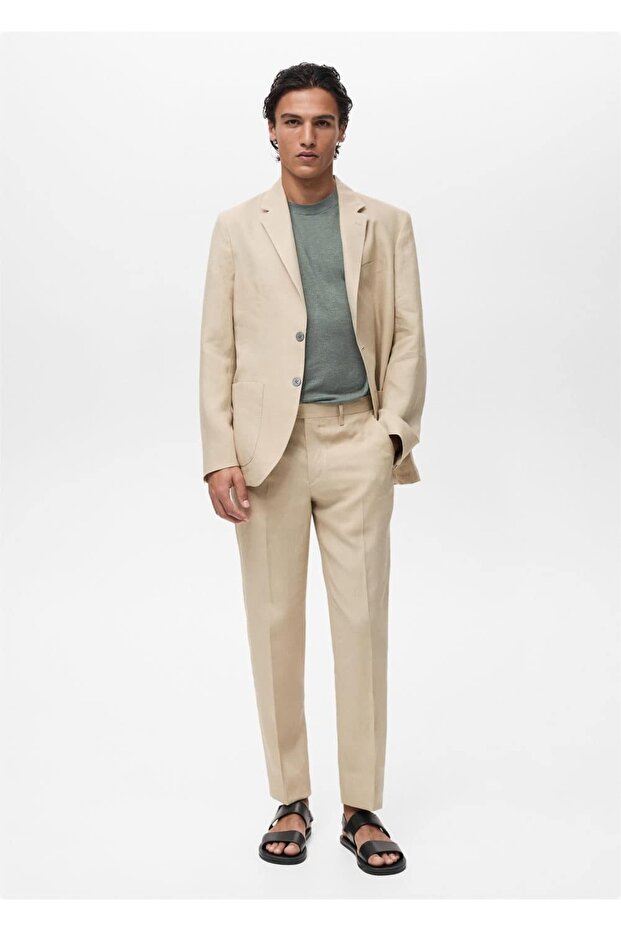 Slim fit %100 keten pantolon - 2