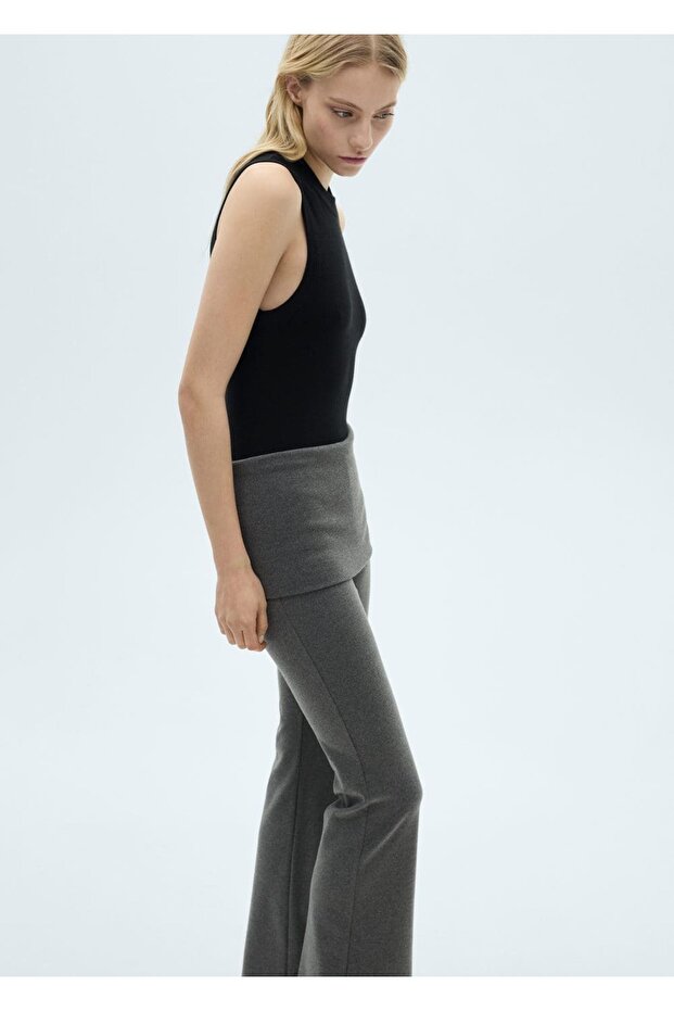 Beli kıvrık flared pantolon - 5