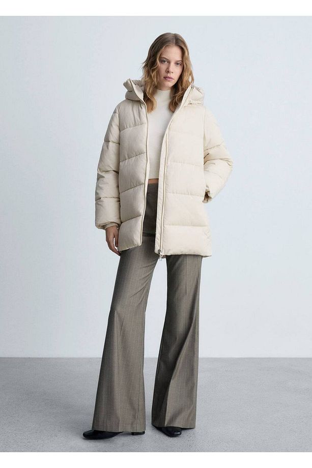 Kapüşonlu Kapitone Midi Anorak - 2