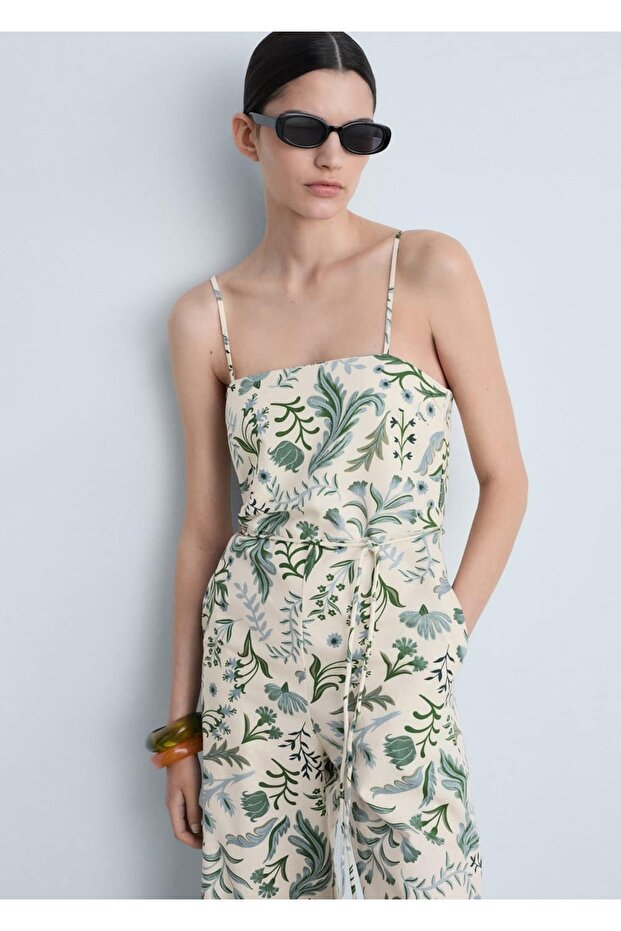 Kuşaklı, desenli tulum - 1