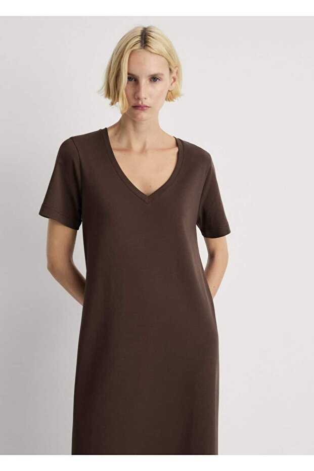 Pamuklu düz tasarım gecelik - 1