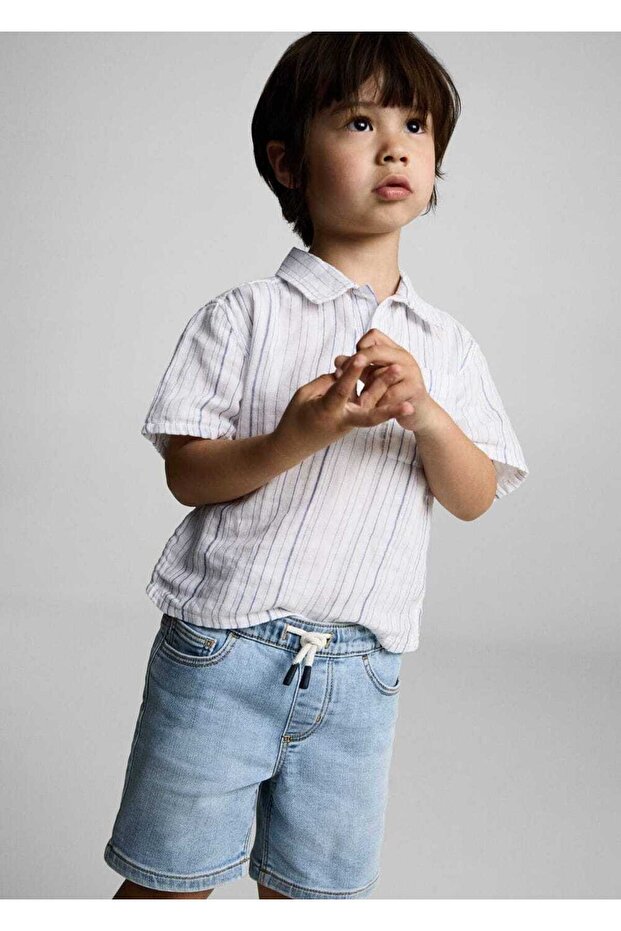 İp Detaylı Denim Bermuda Şort - 7