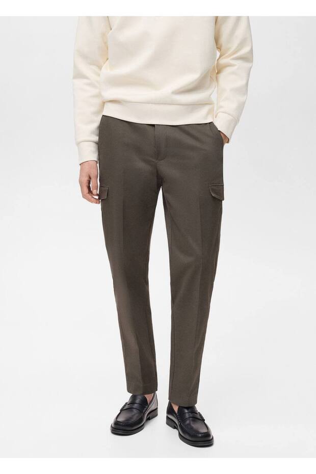 Regular kesim pamuklu kargo pantolon - 1