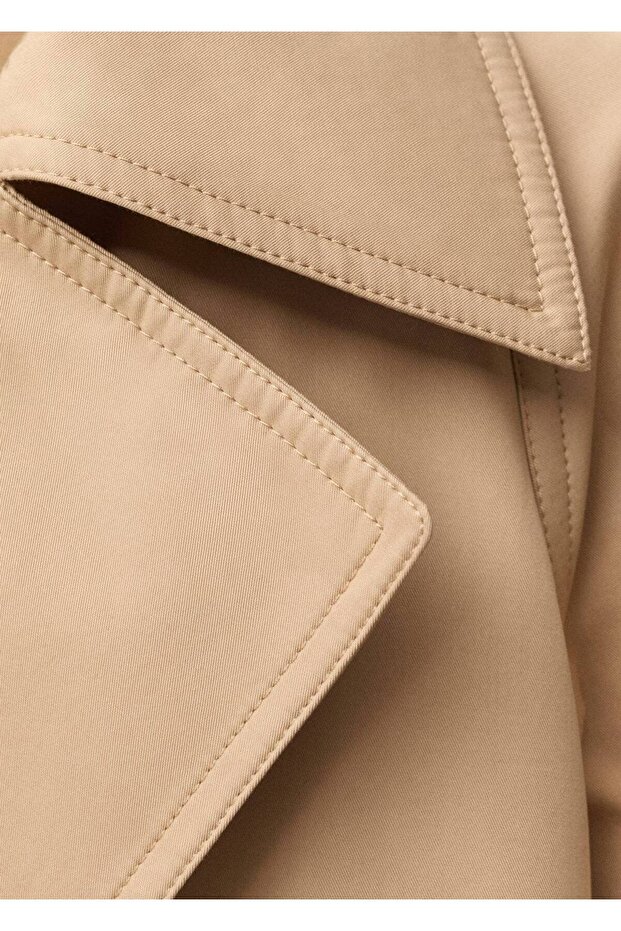 Uzun oversize pamuklu trençkot - 5