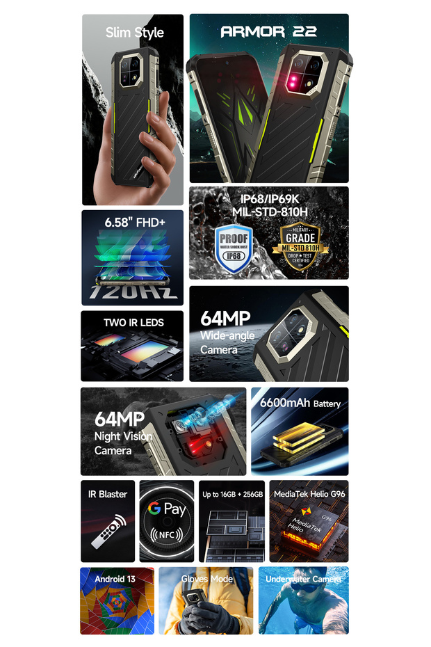 Armor 22 8gb Ram 256gb Rom|6600mah Battary |6.58" Fhd Display|64mp Camera|nfc|android 13 - 10