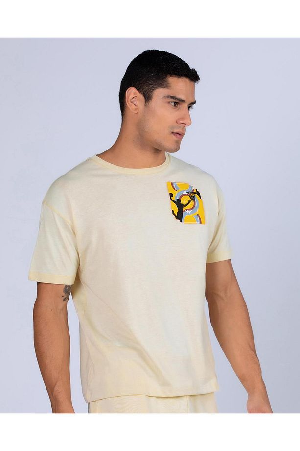 Authentic Graphik Varis Erkek Bej Regular Fit Tişört - 2