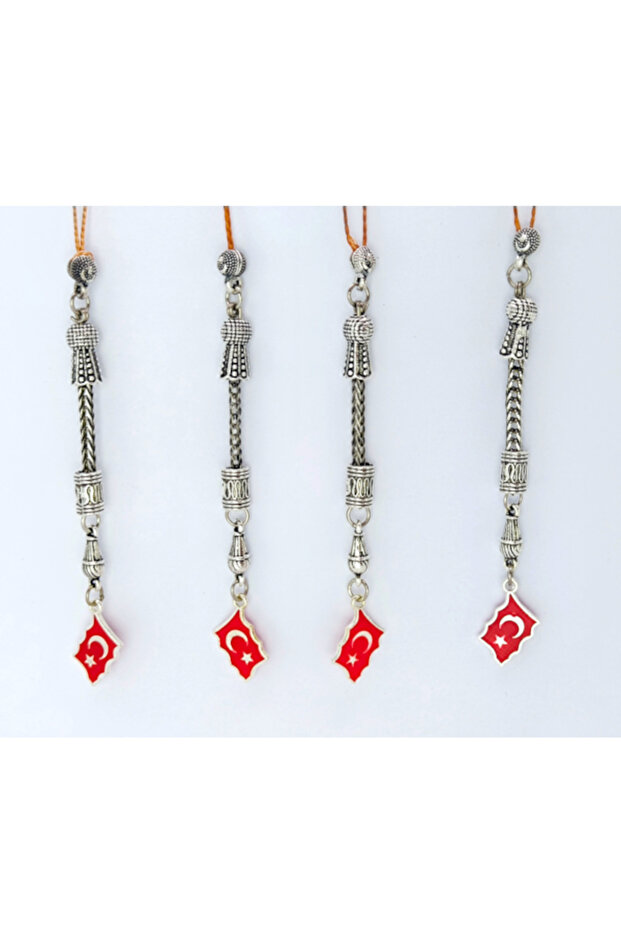 4-Piece Turkish Flag Rosary Tassel – Zamak Casting Shake Piece | Accessory for Making Rosary