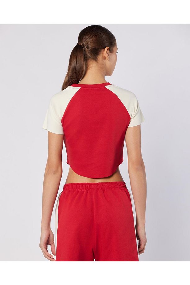 Balde Tee Kadın Ekru-Kırmızı Regular Fit Tişört - 4