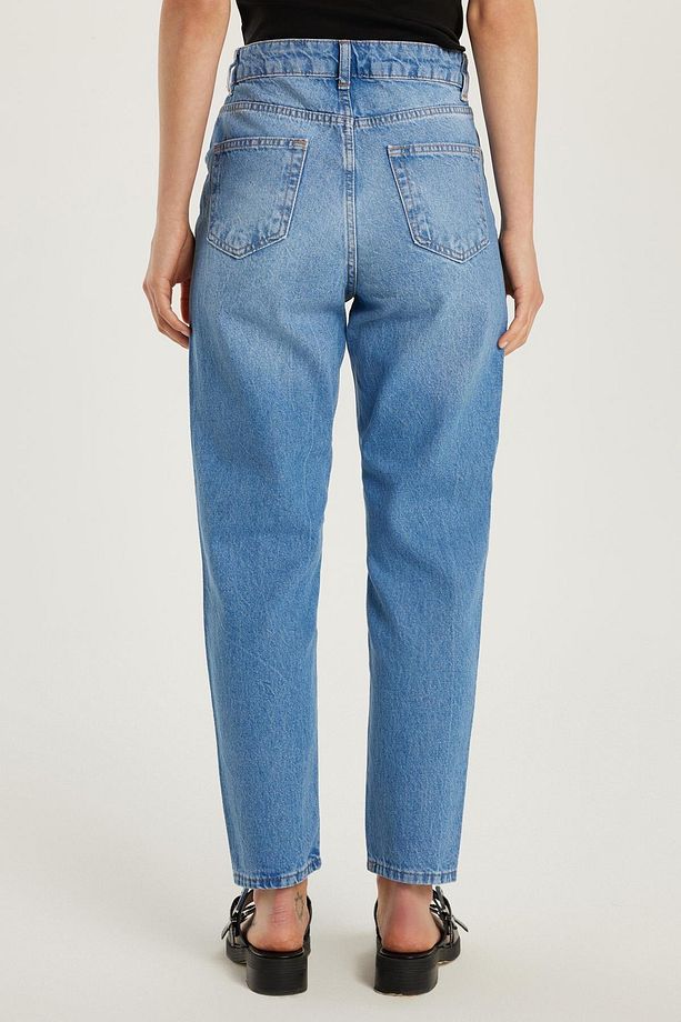 Kadın Regular Fit Boru Paça Mavi Jean Kot Pantolon - 5