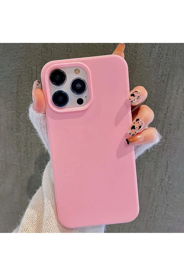 iPhone 14 Promax Compatible Inner Velvet Pink Silicone Phone Case