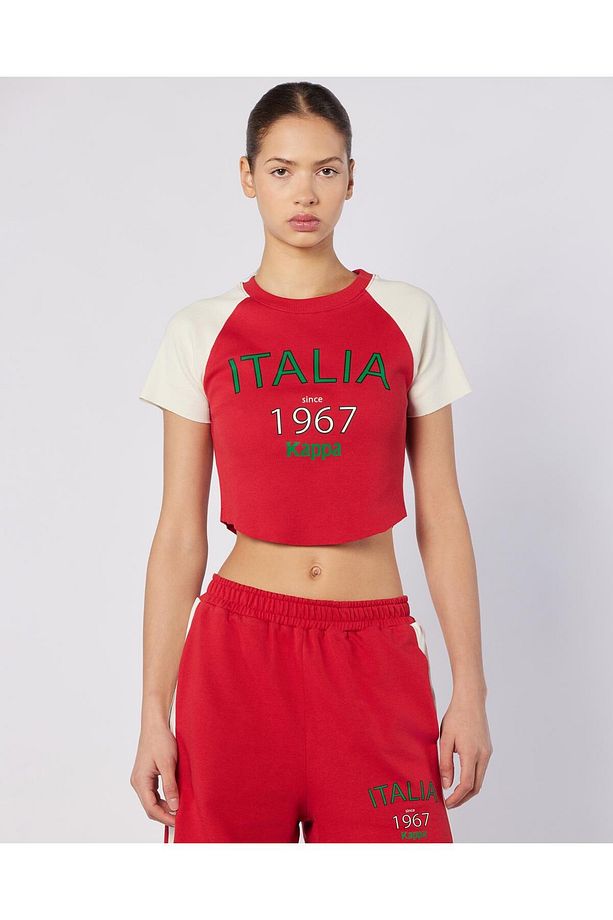 Balde Tee Kadın Ekru-Kırmızı Regular Fit Tişört - 3