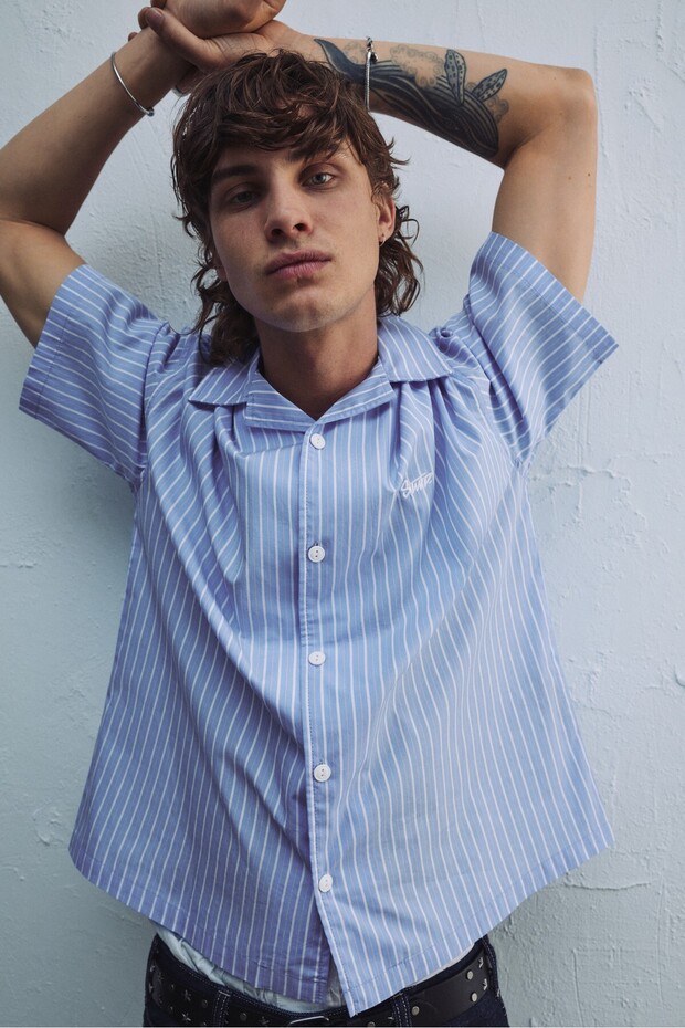 STWD çizgili kısa kollu gömlek - 1