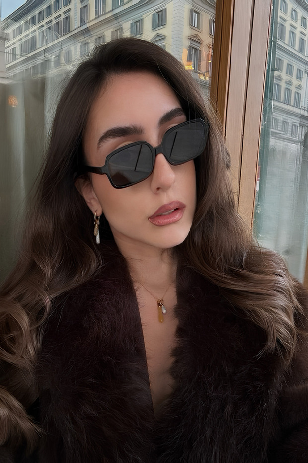 نظارات شمسية بإطار مربع أسود للجنسين من أليير