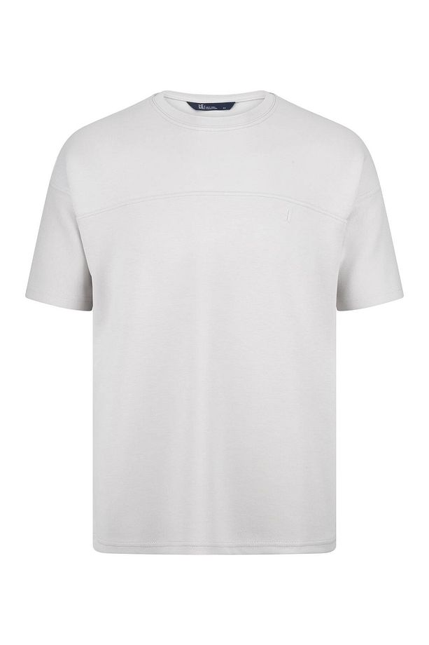 Gri Regular Fit Bisiklet Yaka Oversize Tişört - 1